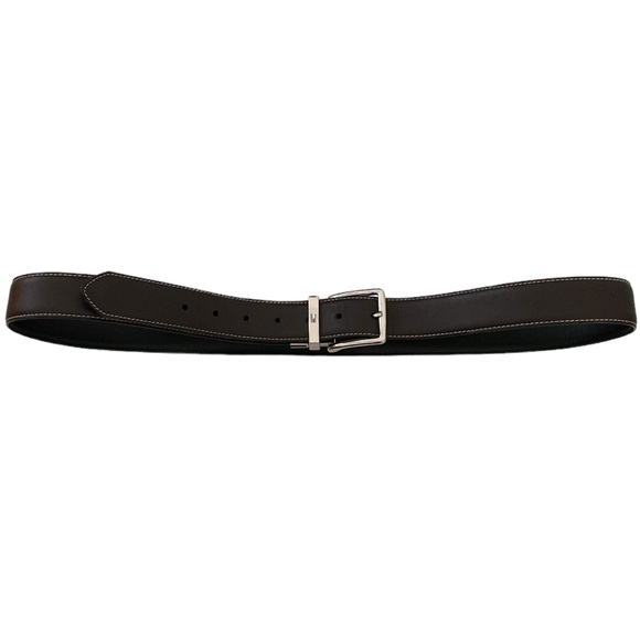Tommy Hilfiger Brown Vegan Leather Silver Hardware Belt - Picture 2 of 8